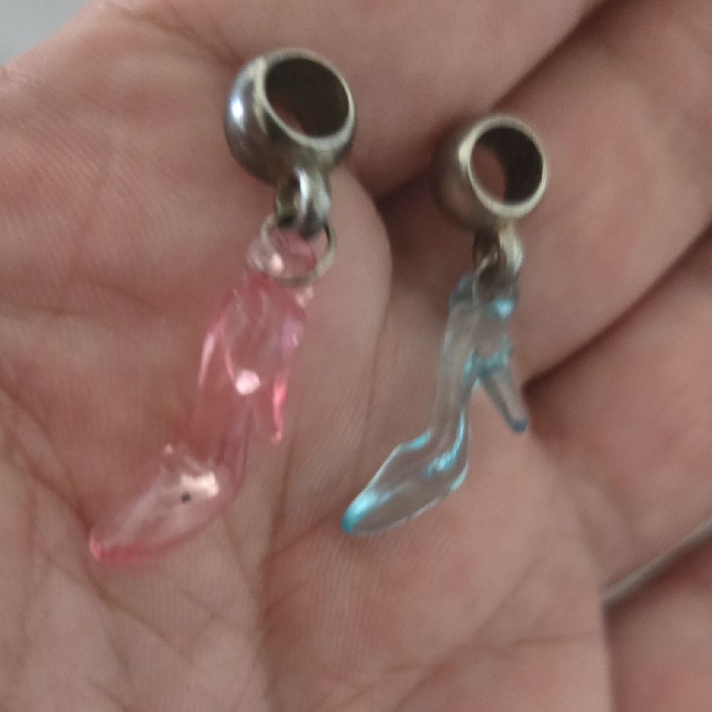 Elegant Pink and Blue High Heel Earrings